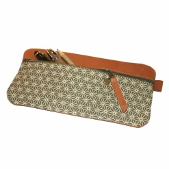 Hot Federmäppchen Leder & Stoff  „Asanoha” khaki Federmäppchen