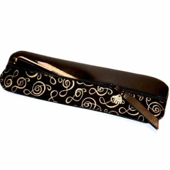 Online FEDERMÄPPCHEN Leder schwarz & Musik Notenschlüssel Federmäppchen