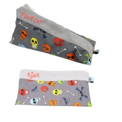 Outlet Federmäppchen lustige Tötenköpfe mit Namen personalisiert Mäppchen Schulmäppchen Schlamperle Brillenetui Schlamperle Kinder Federmäppchen