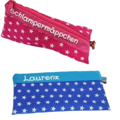 Clearance Federmäppchen Sterne blau mit Namen personalisiert Mäppchen Schulmäppchen Schlamperle Brillenetui Schlampermäppchen Kinder Federmäppchen