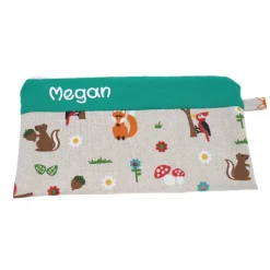 Hot Federmäppchen Waldtiere grün mit Namen personalisiert Mäppchen Schulmäppchen Brillenetui Schlampermäppchen Etui Kinder Federmäppchen