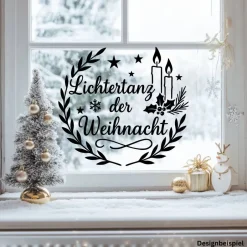 Sticker & Aufkleber|frickelfrieda Fensterbild Kranz Aufkleber Lichtertanz der Weihnacht  | Winterzeit Deko für Advent und Weihnachten, Exklusiv