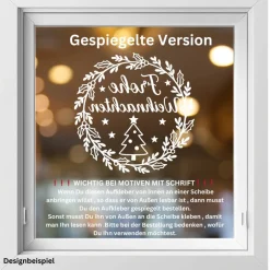 Sticker & Aufkleber|frickelfrieda Fensterbild Kranz Aufkleber Frohe Weihnachten Mistelkranz | Winterzeit Deko für Advent und Weihnachten, Exklusiv