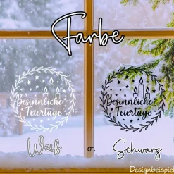 Sale Fensterbild Kranz Aufkleber Besinnliche Feiertage| Winterzeit Deko für Advent und Weihnachten, Exklusiv Sticker & Aufkleber