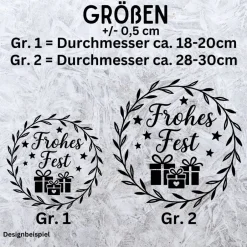 Sticker & Aufkleber|frickelfrieda Fensterbild Kranz Aufkleber Frohes Fest Geschenke| Winterzeit Deko für Advent und Weihnachten, Exklusiv