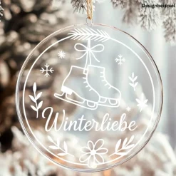 Hot Fensterbild Kranz Aufkleber Winterliebe | Winterzeit Deko für Advent und Weihnachten, Exklusiv Sticker & Aufkleber