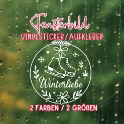 Hot Fensterbild Kranz Aufkleber Winterliebe | Winterzeit Deko für Advent und Weihnachten, Exklusiv Sticker & Aufkleber