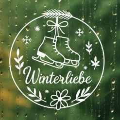 Hot Fensterbild Kranz Aufkleber Winterliebe | Winterzeit Deko für Advent und Weihnachten, Exklusiv Sticker & Aufkleber