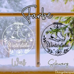 Hot Fensterbild Kranz Aufkleber Winterliebe | Winterzeit Deko für Advent und Weihnachten, Exklusiv Sticker & Aufkleber