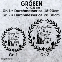 Fensterbild Kranz Aufkleber Kerzenschein & Sternenglanz  | Winterzeit Deko für Advent und Weihnachten, Exklusiv Sticker & Aufkleber