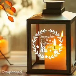 Fensterbild Kranz Aufkleber Kerzenschein & Sternenglanz  | Winterzeit Deko für Advent und Weihnachten, Exklusiv Sticker & Aufkleber