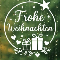 Sticker & Aufkleber|frickelfrieda Fensterbild Kranz Aufkleber Frohe Weihnachten Geschenk | Winterzeit Deko für Advent und Weihnachten, Exklusiv