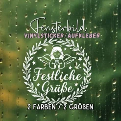 Sticker & Aufkleber|frickelfrieda Fensterbild Kranz Aufkleber festliche Grüße | Winterzeit Deko für Advent und Weihnachten, Exklusiv