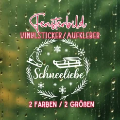 Discount Fensterbild Kranz Aufkleber Schneeliebe | Winterzeit Deko für Advent und Weihnachten, Exklusiv Sticker & Aufkleber