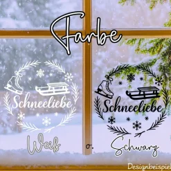Discount Fensterbild Kranz Aufkleber Schneeliebe | Winterzeit Deko für Advent und Weihnachten, Exklusiv Sticker & Aufkleber
