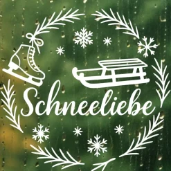 Discount Fensterbild Kranz Aufkleber Schneeliebe | Winterzeit Deko für Advent und Weihnachten, Exklusiv Sticker & Aufkleber