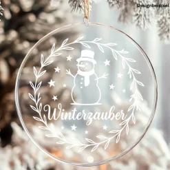 Sticker & Aufkleber|frickelfrieda Fensterbild Kranz Aufkleber Winterzauber Schneemann | Winterzeit Deko für Advent und Weihnachten, Exklusiv