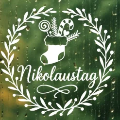 Sticker & Aufkleber|frickelfrieda Fensterbild Kranz Aufkleber Nikolausstiefel Nikolaustag | Winterzeit Deko Adventzeit und Nikolaus , Exklusiv