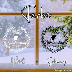 Sticker & Aufkleber|frickelfrieda Fensterbild Kranz Aufkleber Nikolausstiefel Nikolaustag | Winterzeit Deko Adventzeit und Nikolaus , Exklusiv