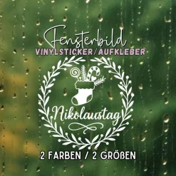 Sticker & Aufkleber|frickelfrieda Fensterbild Kranz Aufkleber Nikolausstiefel Nikolaustag | Winterzeit Deko Adventzeit und Nikolaus , Exklusiv