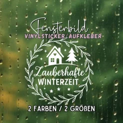 Sticker & Aufkleber|frickelfrieda Fensterbild Kranz Aufkleber Zauberhafte | Winterzeit Deko für Advent und Weihnachten, Exklusiv