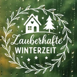 Sticker & Aufkleber|frickelfrieda Fensterbild Kranz Aufkleber Zauberhafte | Winterzeit Deko für Advent und Weihnachten, Exklusiv