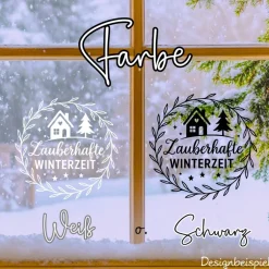 Sticker & Aufkleber|frickelfrieda Fensterbild Kranz Aufkleber Zauberhafte | Winterzeit Deko für Advent und Weihnachten, Exklusiv
