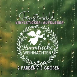Sale Fensterbild Kranz himmlische Weihnachten Engel | Winterzeit Deko für Advent und Weihnachten, Exklusiv Sticker & Aufkleber