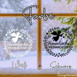 Sale Fensterbild Kranz himmlische Weihnachten Engel | Winterzeit Deko für Advent und Weihnachten, Exklusiv Sticker & Aufkleber