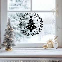 Sticker & Aufkleber|frickelfrieda Fensterbild Skandi Stil minimalistischer Aufkleber Tannenbaum | Winterzeit Deko für Advent und Weihnachten, Exklusiv