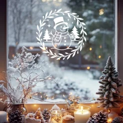 New Fensterbild Skandi Stil minimalistischer Aufkleber Schneemann | Winterzeit Deko für Advent und Weihnachten, Exklusi Sticker & Aufkleber
