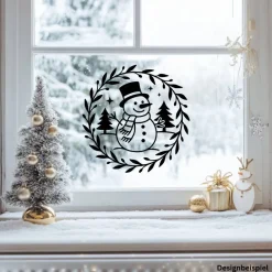 New Fensterbild Skandi Stil minimalistischer Aufkleber Schneemann | Winterzeit Deko für Advent und Weihnachten, Exklusi Sticker & Aufkleber