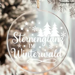 Online Fensterbild Sternenglanz im Winterwald Aufkleber | Winterzeit Deko für Advent und Weihnachten, Exklusiv Sticker & Aufkleber
