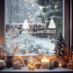 Outlet Fensterdeko Advent schöne Winterzeit Fensterbild Weihnachtsdekoration Sticker Weihnacht 2 Farben 3 Größen Sticker & Aufkleber