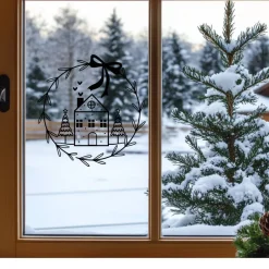 New Fensterdeko Advent Weihnachten Fensterbild Weihnachtsdekoration Sticker minimalistischer Kranz 2 Farben 3 Größen Sticker & Aufkleber