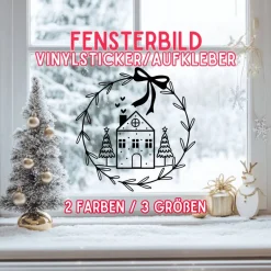 New Fensterdeko Advent Weihnachten Fensterbild Weihnachtsdekoration Sticker minimalistischer Kranz 2 Farben 3 Größen Sticker & Aufkleber