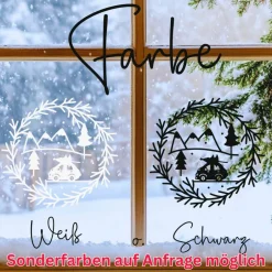 Sale Fensterdeko Advent Weihnachten Fensterbild Weihnachtsdekoration Sticker minimalistischer Kranz 2 Farben 3 Größen Sticker & Aufkleber
