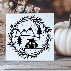 Sale Fensterdeko Advent Weihnachten Fensterbild Weihnachtsdekoration Sticker minimalistischer Kranz 2 Farben 3 Größen Sticker & Aufkleber