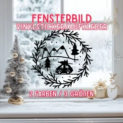 Sale Fensterdeko Advent Weihnachten Fensterbild Weihnachtsdekoration Sticker minimalistischer Kranz 2 Farben 3 Größen Sticker & Aufkleber