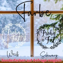 Clearance Fensterdeko Schriftzug Frohes Fest Fensterbild Weihnachtsdekoration Sticker Kranz 2 Farben 3 Größen Sticker & Aufkleber