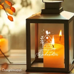 Sticker & Aufkleber|frickelfrieda Fensterdeko Schriftzug gesegnete Weihnachten Fensterbild Weihnachtsdekoration Häuschen Vogel 2 Farben 3 Größen