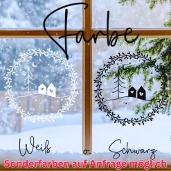 Sticker & Aufkleber|frickelfrieda Fensterdeko skandi Stil Fensterbild Weihnachtsdekoration Sticker Kranz Advent Dekofenster 2 Farben 3 Größen