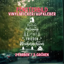 Best Fensterdeko WeihnachtsfriedenTannenbaum Schriftzug Fensterbild Weihnachtsdekoration 2 Farben 3 Grö&sz Sticker & Aufkleber