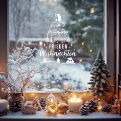 Best Fensterdeko WeihnachtsfriedenTannenbaum Schriftzug Fensterbild Weihnachtsdekoration 2 Farben 3 Grö&sz Sticker & Aufkleber