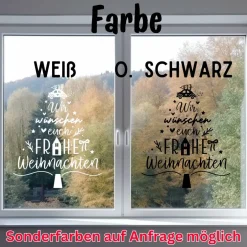 Sticker & Aufkleber|frickelfrieda Fensterdeko Weihnachtswünsche Tannenbaum Schriftzug Fensterbild Weihnachtsdekoration 2 Farben 3 Grö&sz