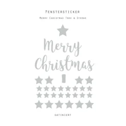 Sale Fenstersticker  "Merry Christmas tree" Weihnachtsbaum, Sterne satiniert, Glasdekorfolie Sticker & Aufkleber