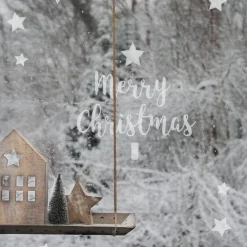 Sale Fenstersticker  "Merry Christmas tree" Weihnachtsbaum, Sterne satiniert, Glasdekorfolie Sticker & Aufkleber