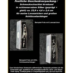 Geschenkverpackungen|Atelier Petra Leona Festliche Geschenkverpackung 22,9x4,6x2,4cm für Lesezeichen + Schlüsselanhänger Silber Glänzend Schmuckschachtel Armband