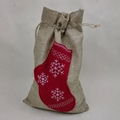 Geschenkverpackungen|Ins-kreativ Festlicher Jute-Geschenkbeutel mit Weihnachtsmotiv – nachhaltig & wiederverwendbar (20cm x 30cm) - Geschenkve