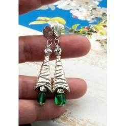 Best Festlicher Ohrschmuck, Ohrstecker grün, Ohrringe, Tannenbaum, Geschenkidee, Weihnachten, handgemacht Unikat Weihnachtsaccessoires